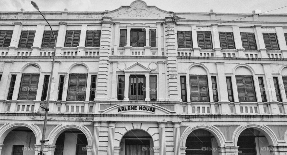 High angle view of retro building