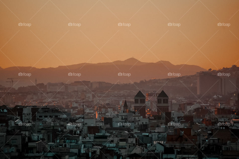 High angle view of barcelona city 