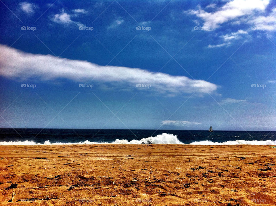 beach ocean sky clouds by ellkay