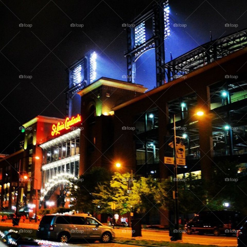 St. Louis at night Cardinal nation 