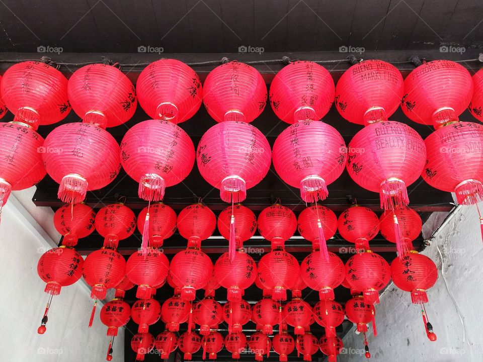 Chinese lanterns in a row