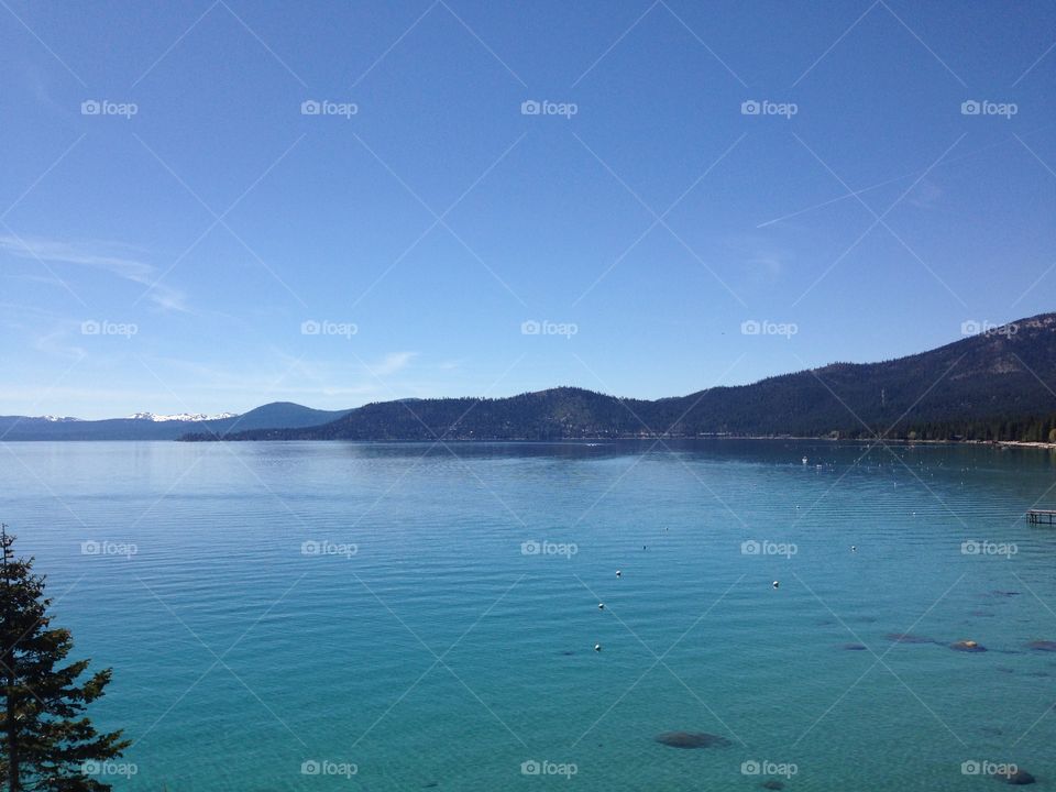 Lake Tahoe view. Blue waters