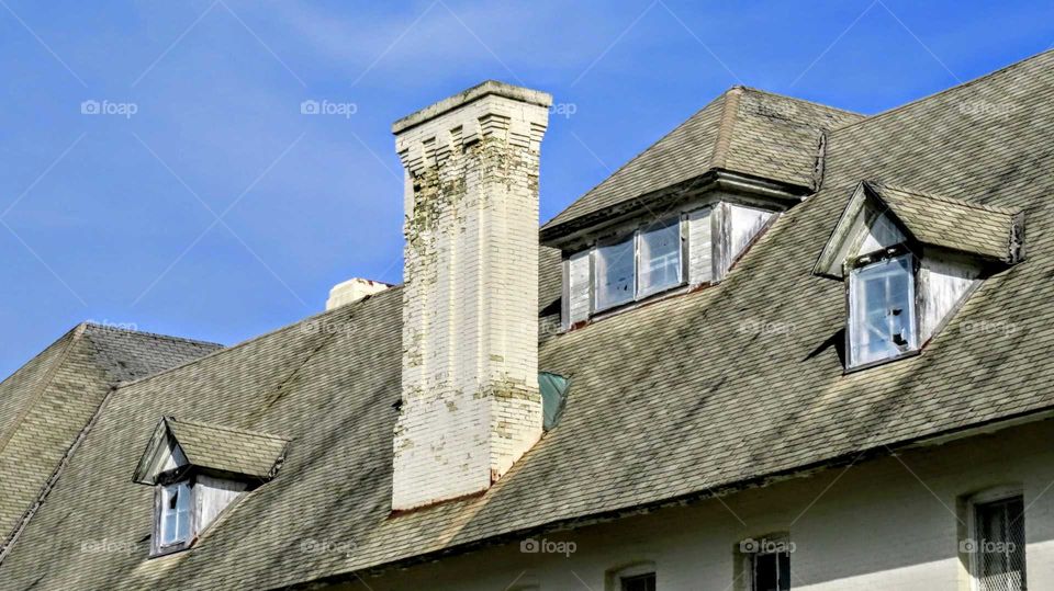 Roof and windows of old Asylum