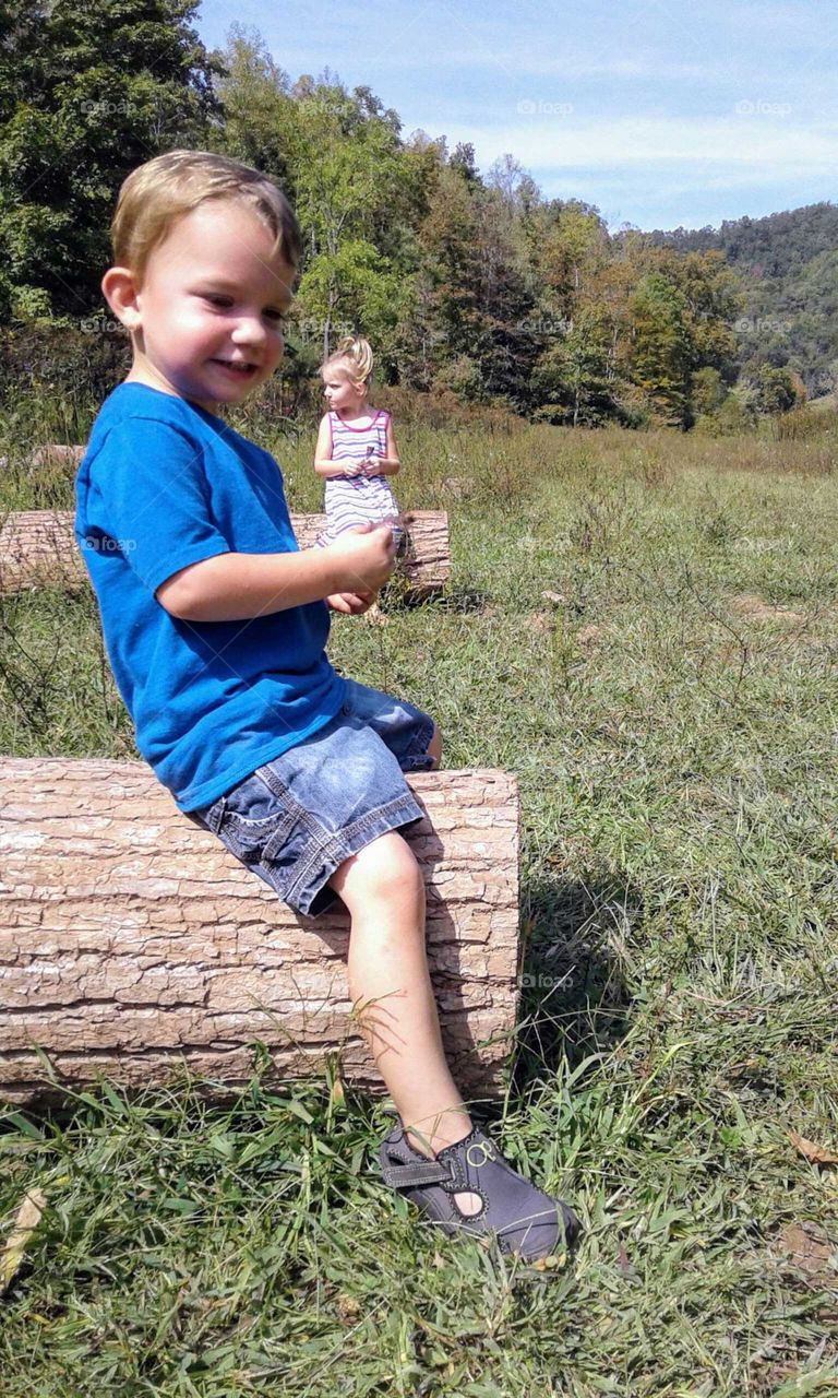 Sitting on logs