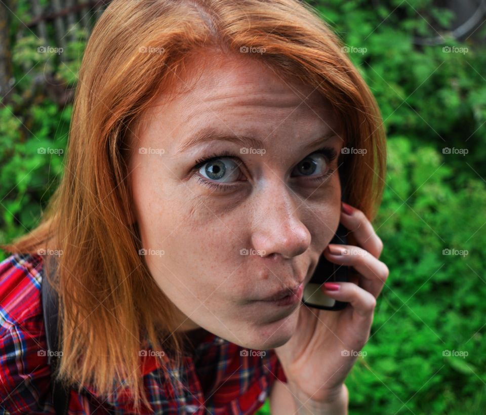 Girl calling with smartphone