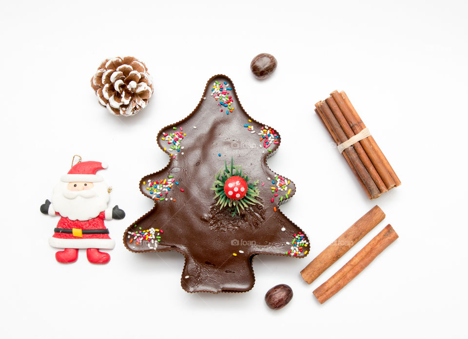 Chocolate christmas Tree On White Background