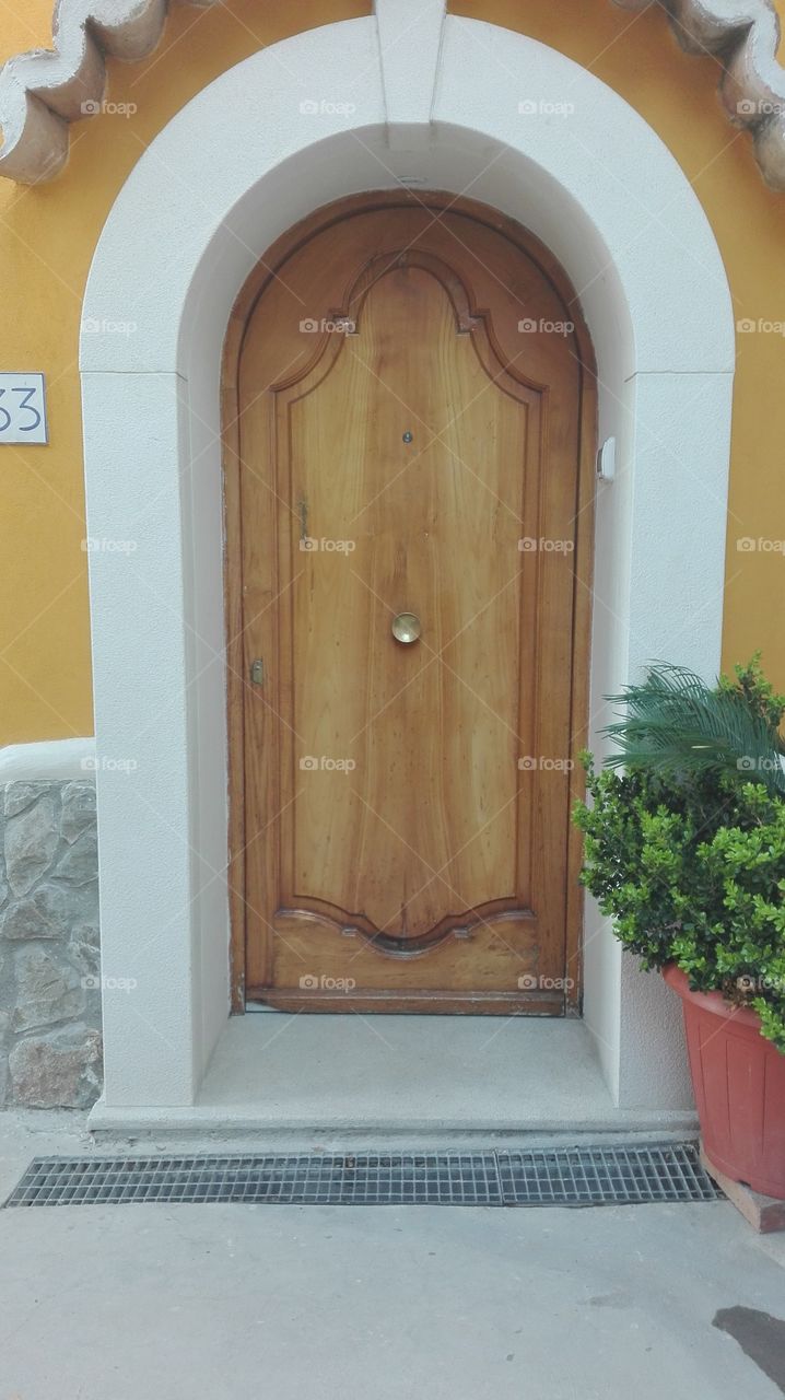 Closed door of house