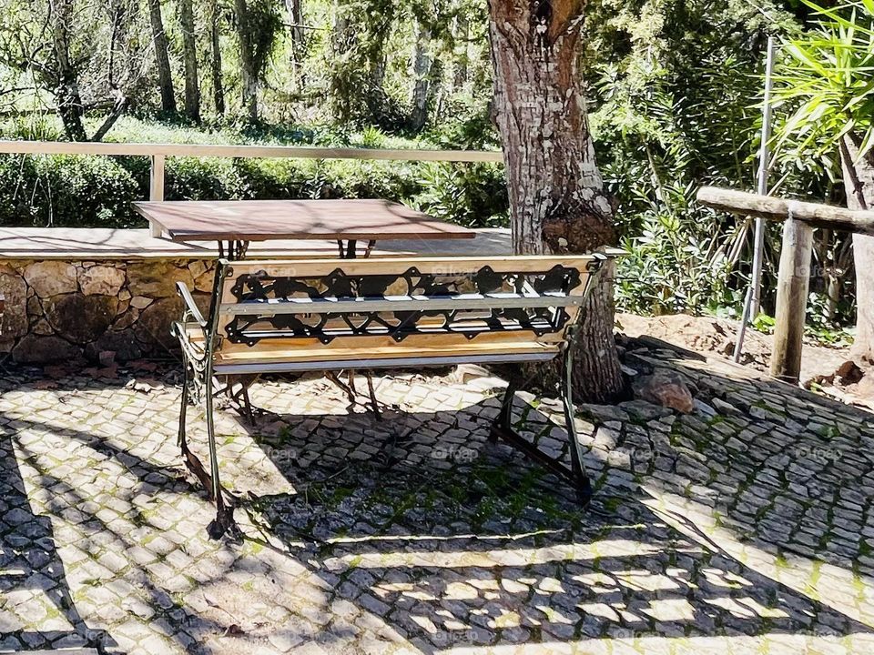 wooden bench, Banco de jardim de madeira 