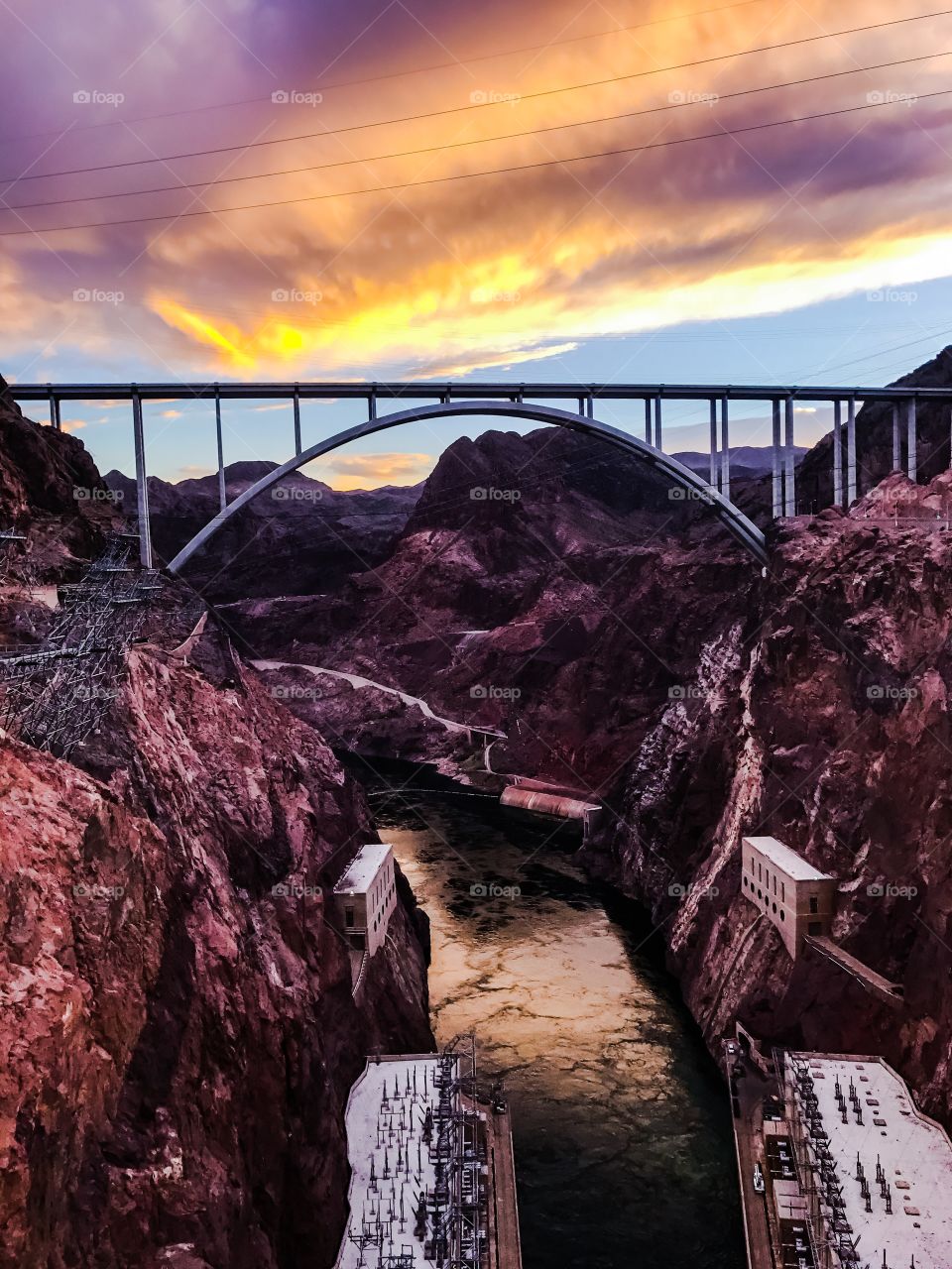 Memorial Bridge seen at the Hoover Dam between Nevada and Arizona.