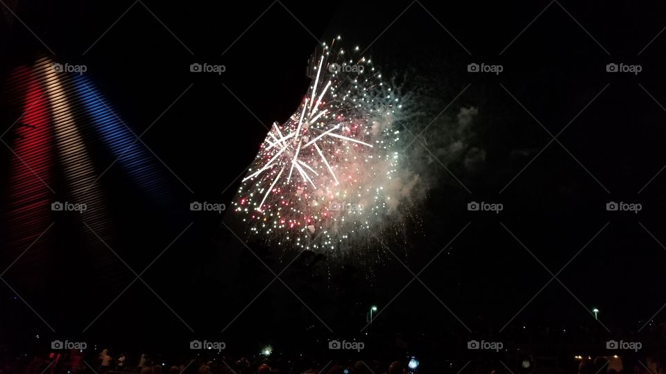 Firework show on Independence Day at Miller Outdoor Theater in Houston Texas!