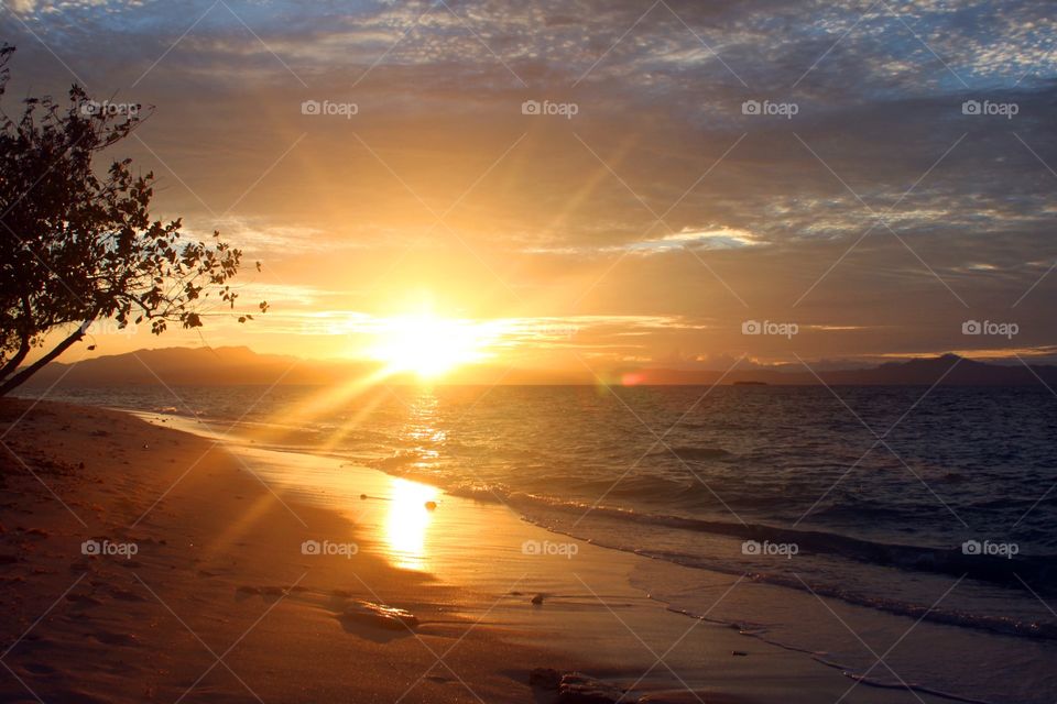 View of beach during sunset