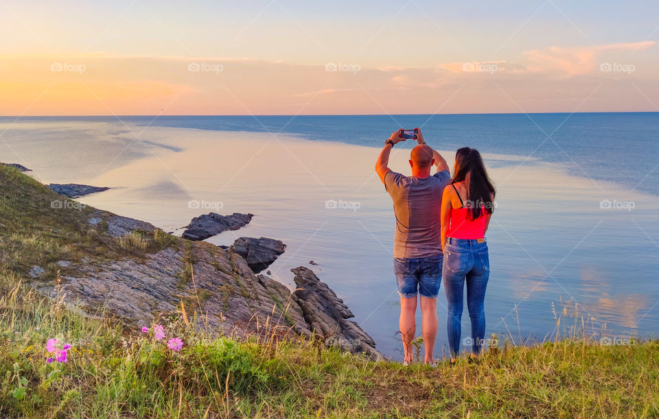 Couple enjoying the sunset