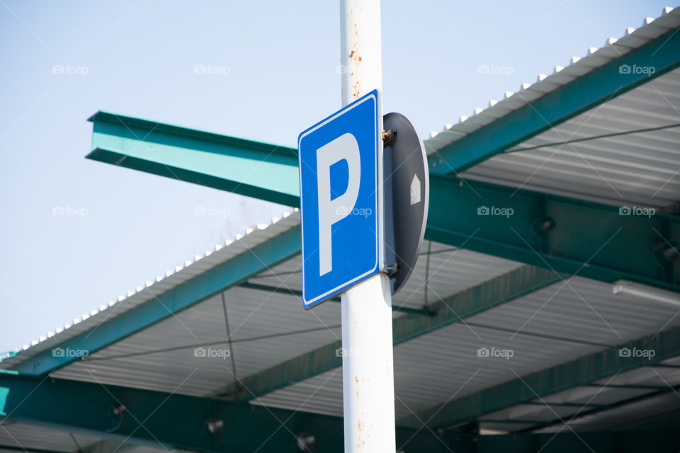 Parking sign on a parking lot