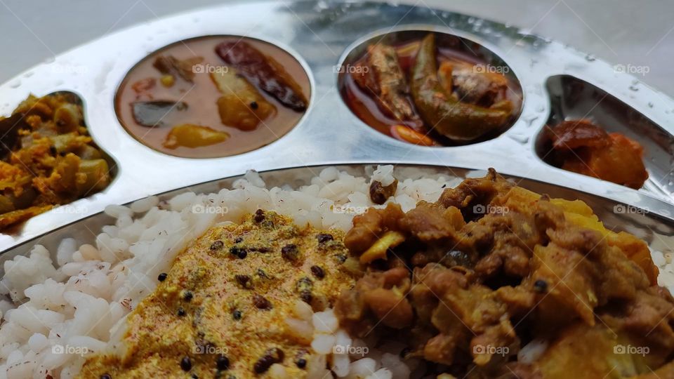 Rice thali, Indian food