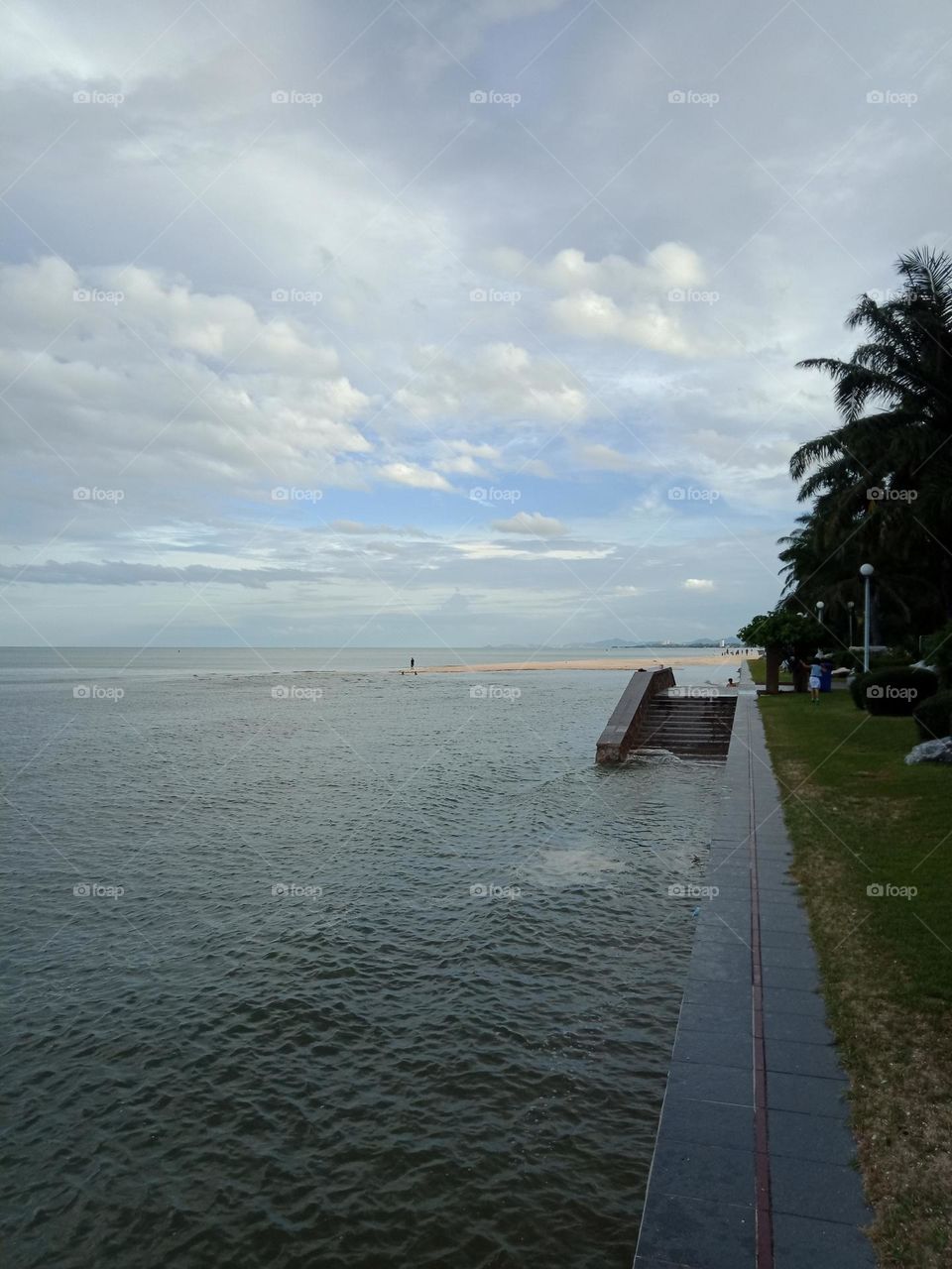 High tide to covered sandy ground