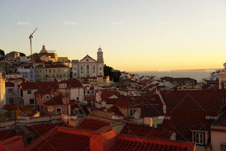 Sunset view of Lisbon