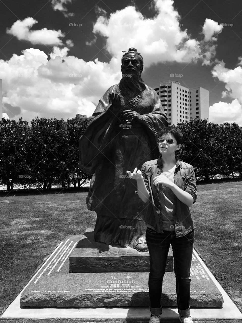 Make a silly face, but be "Confucius" about it.  