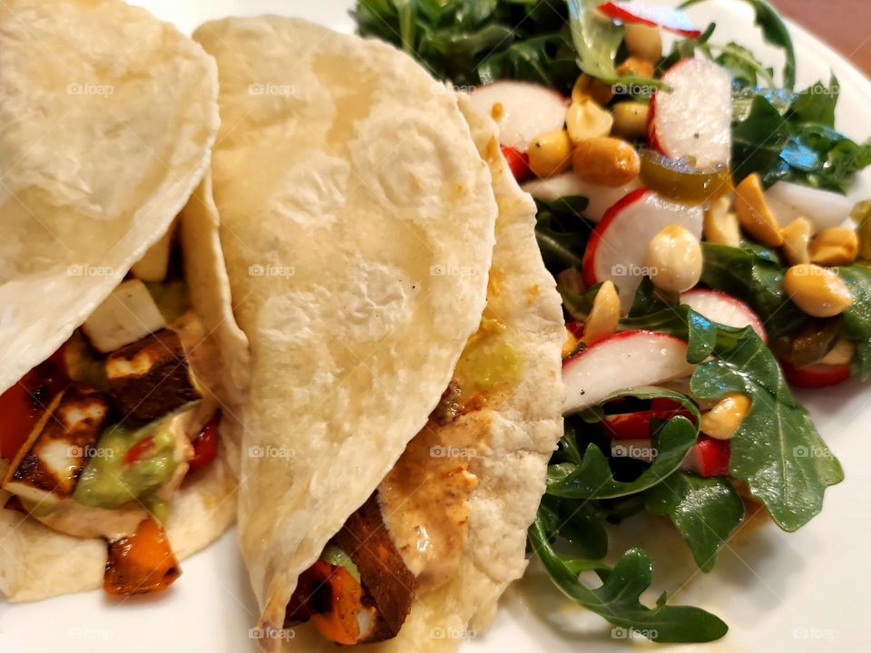 Tacos with Arugula Salad