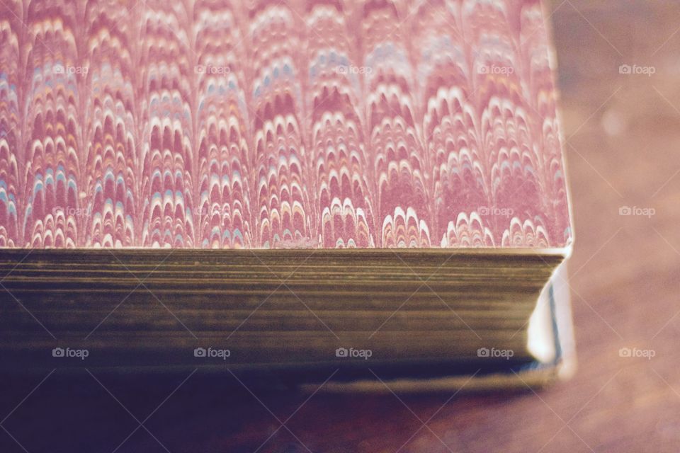 Antique Book: the Memorial Edition of "The Family Library of Poetry and Song," (circa 1880) - view of inside cover with traditional "flame" design and gold-gilded pages