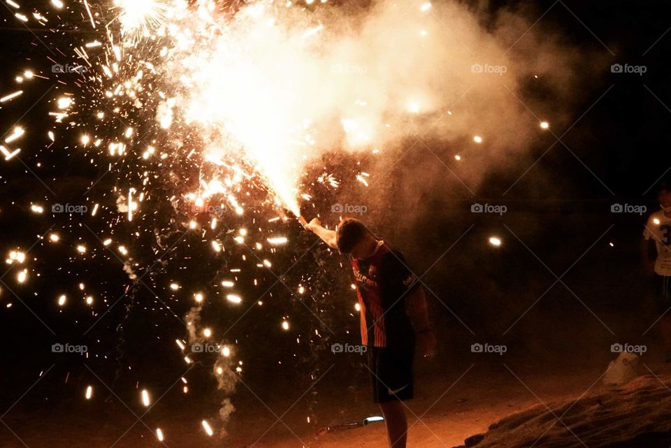 fuegos artificiales en la playa!