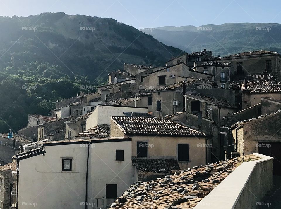 View of an old town in Calabria, South Italy 