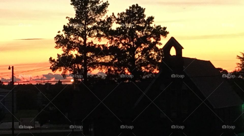 West Texas sunset steeple 