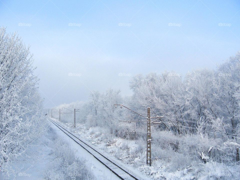 Railway winter view