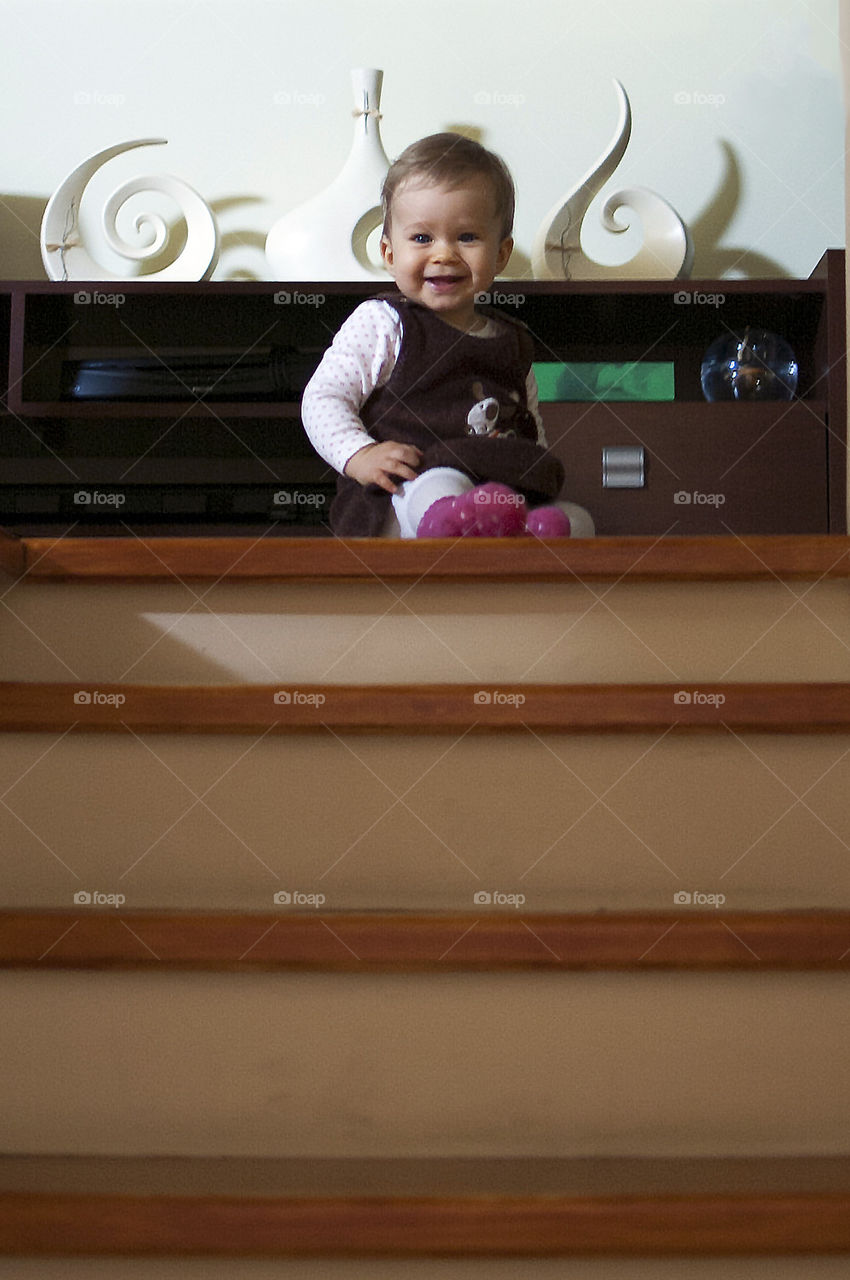 emily on stairs