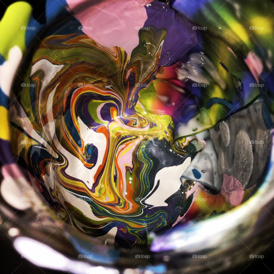 Swirling. Acrylic paint inside a mason jar. 