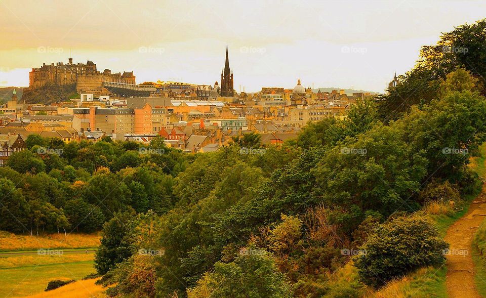 Edinburgh . View off Edinburgh City from Arthur Seat