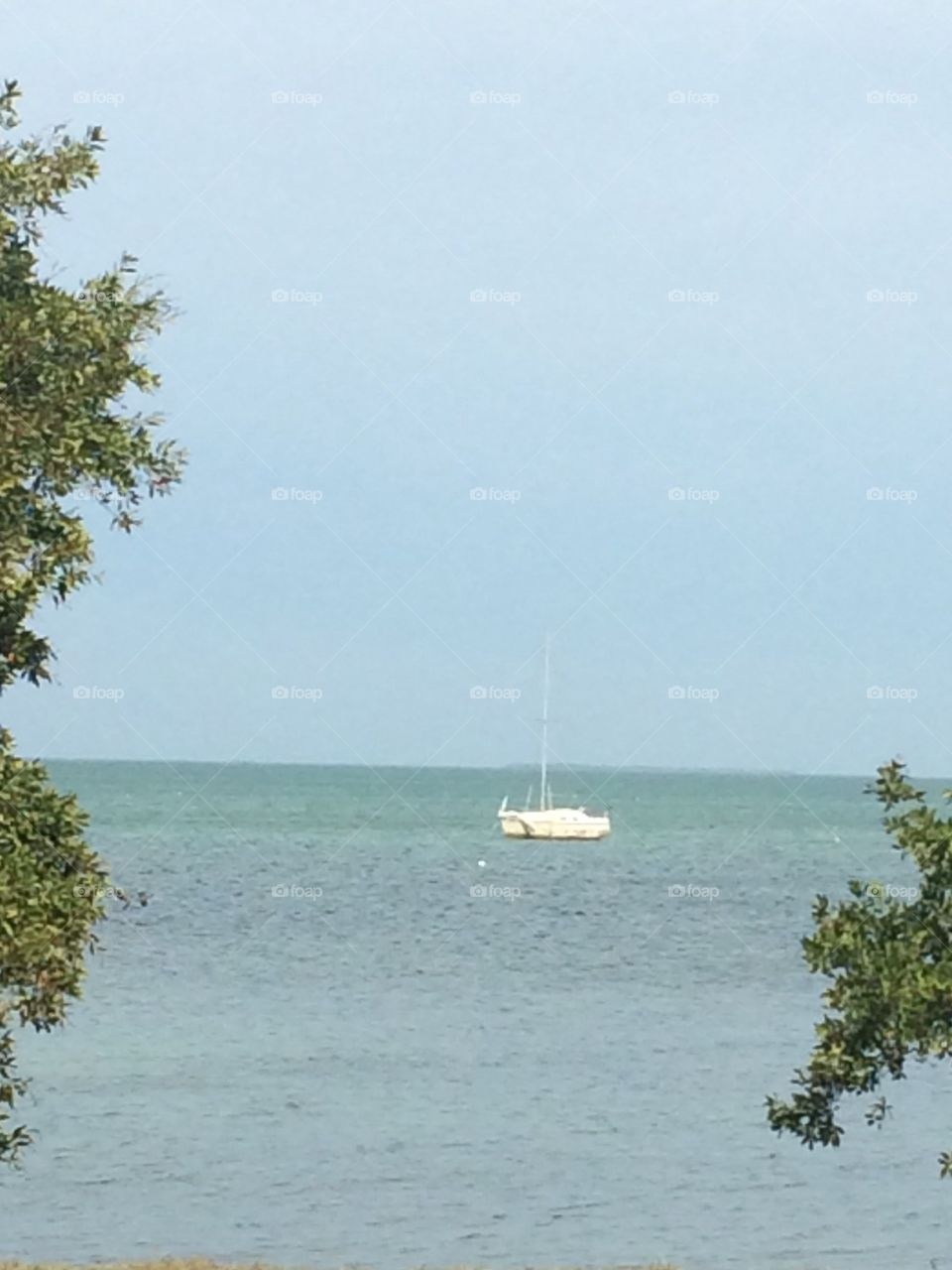 Paradise. A lonely sailboat off the Upper Keys