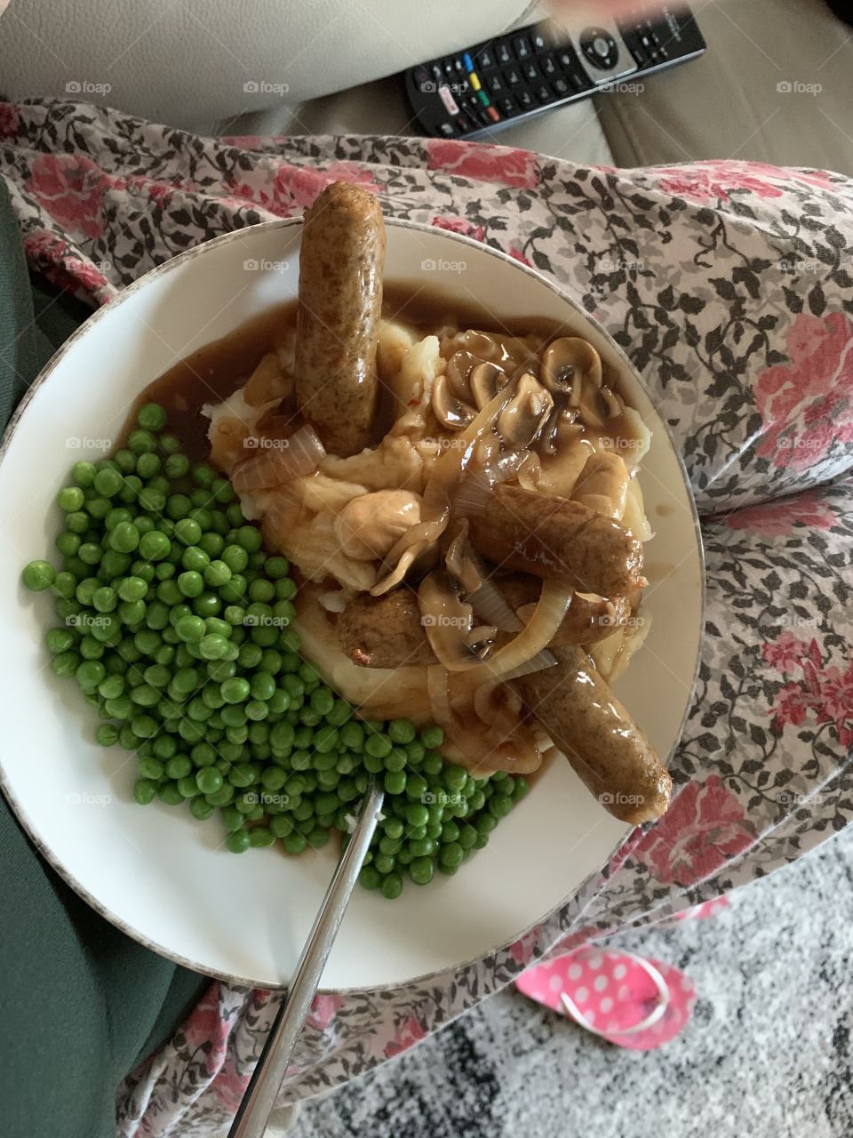 Bangers and mash upright