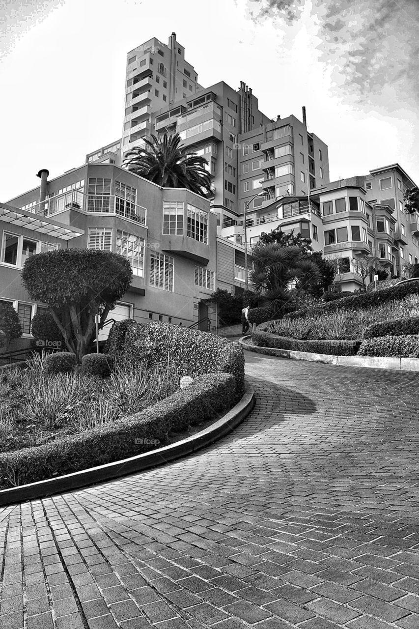 Lombard view. View up Lombard Street San Francisco