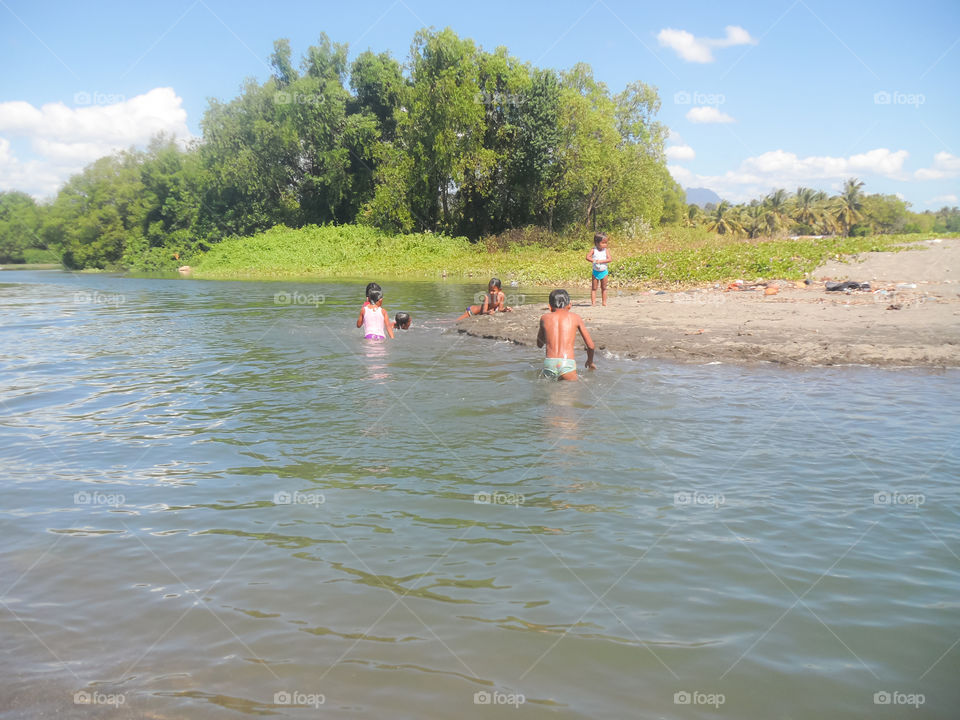 kids in the river