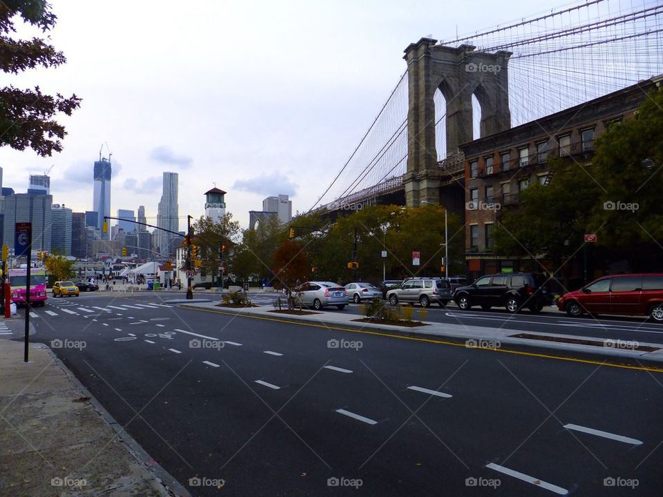 NEW YORK CITY VIEW OF BROOKLYN BRIDGE