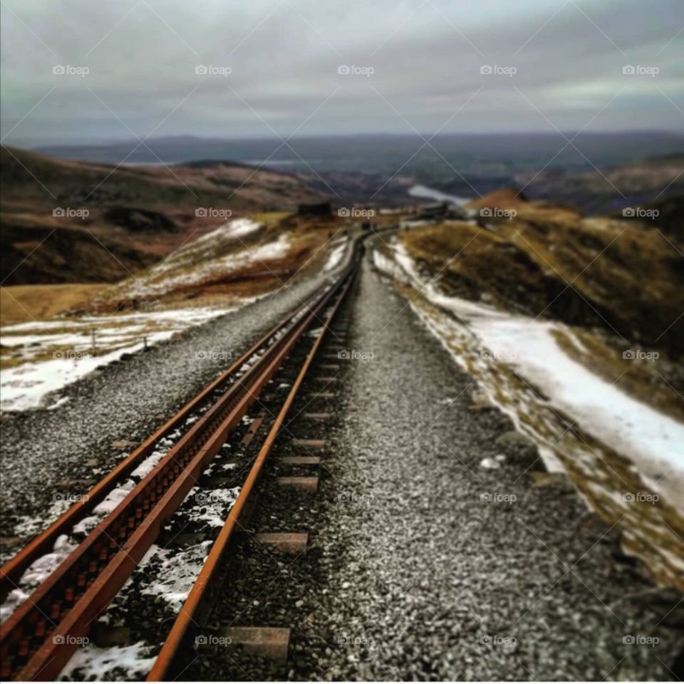 Taking the train down Mount Snowdon