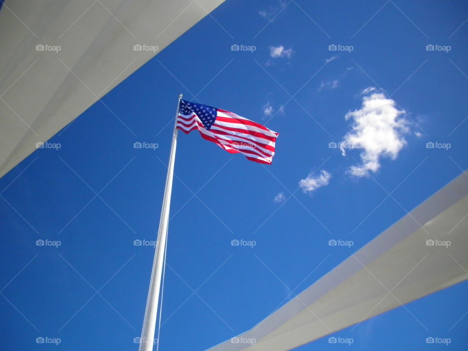 U.S. Flag over U.S.S. Arizona Memorial 2