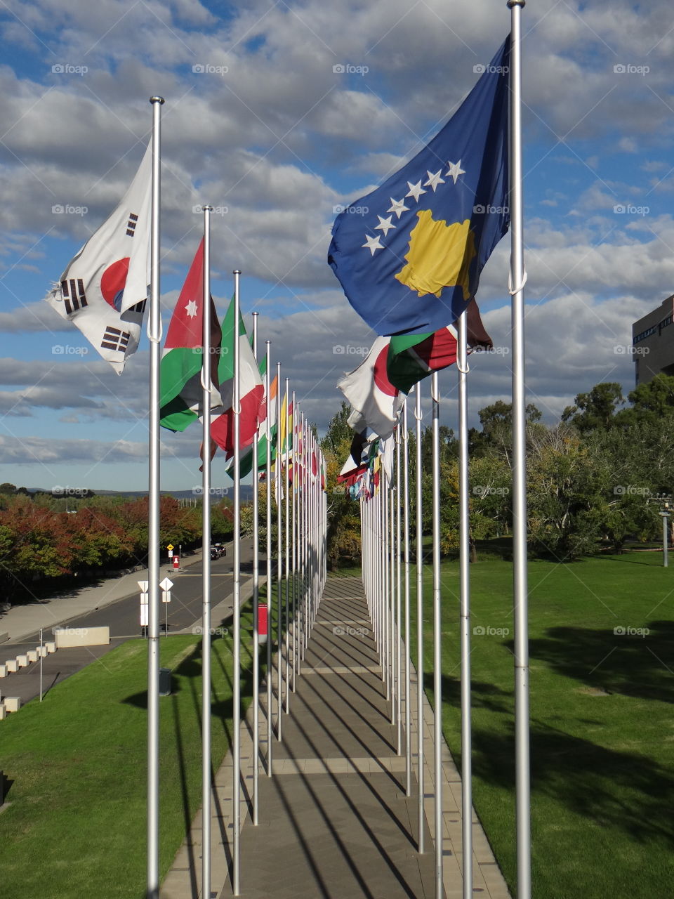 Flag poles with flags of the world