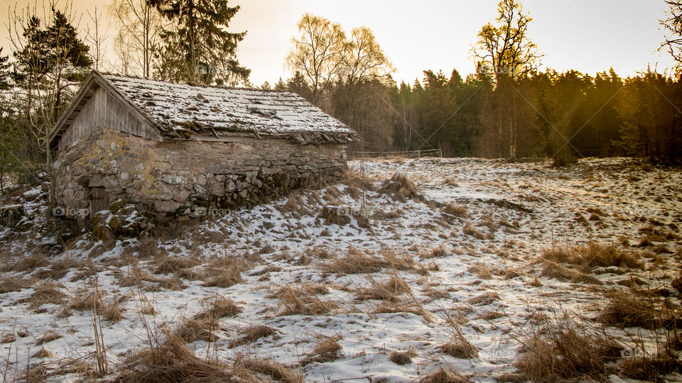 300 year old storage building built in the ground for keeping food cold during the summer and from freezing in the winter
