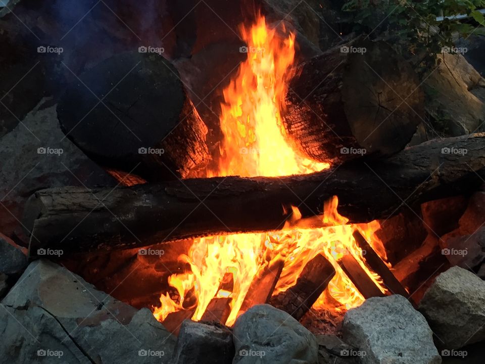 Campfire burning