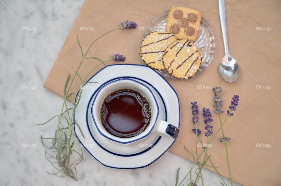 delicate pastries and lavender flower