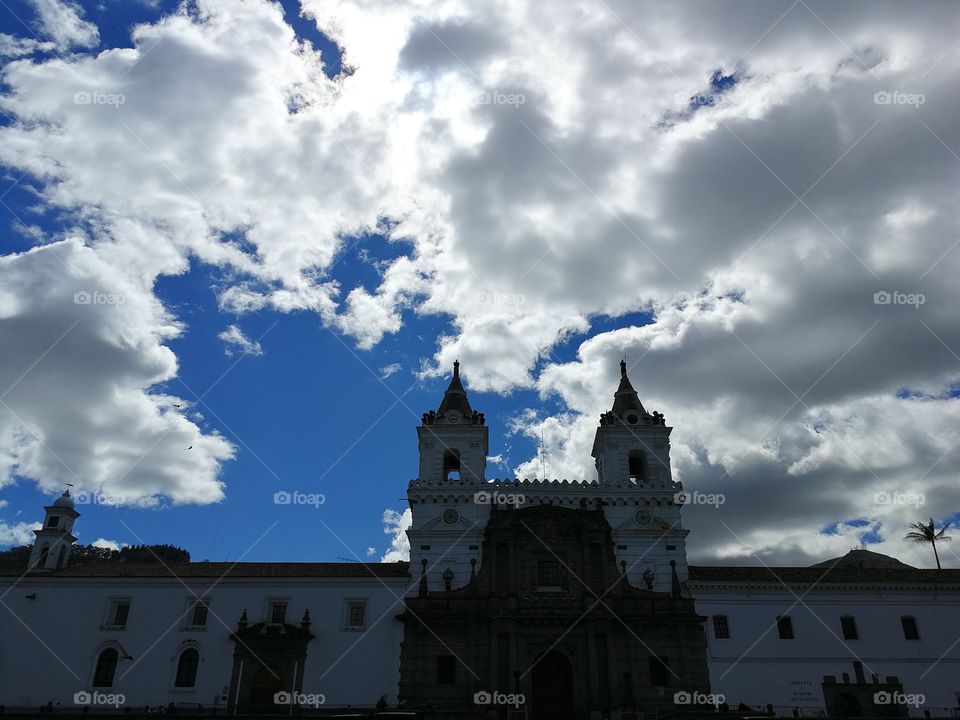 Church and sky in Quito, Ecuador