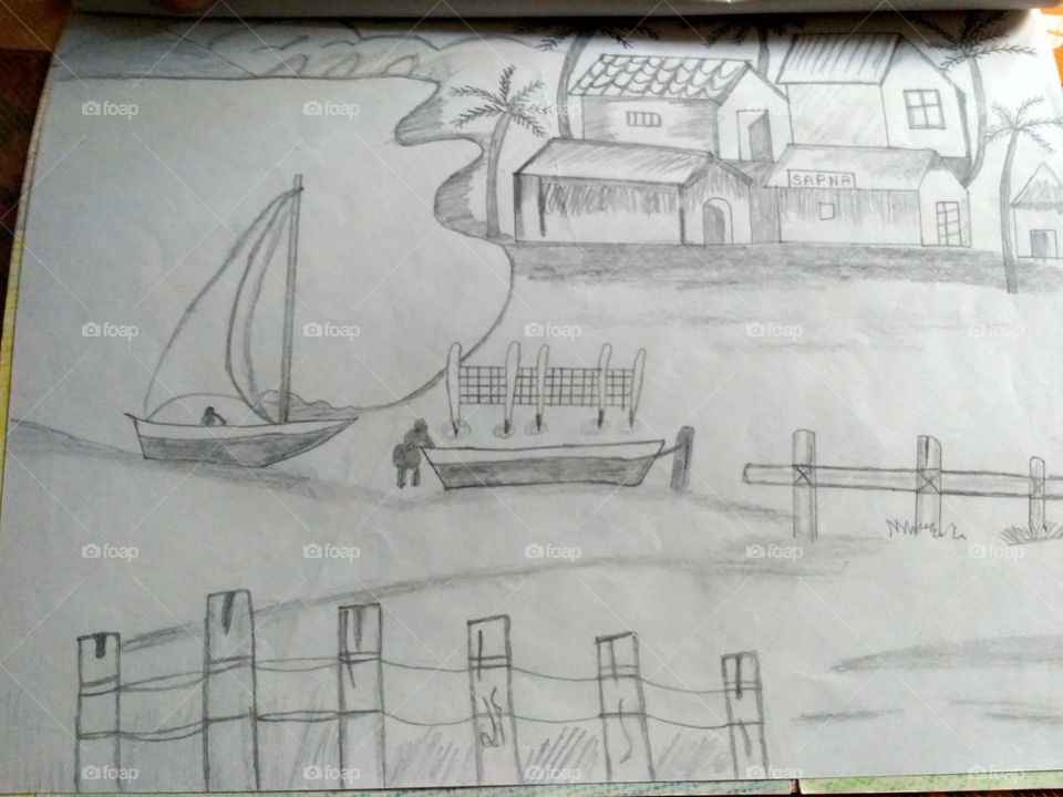 Landscape hand made drawing
