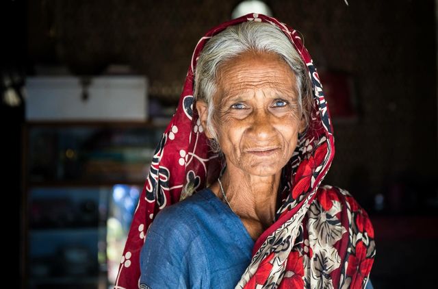 Old women in bangladesh with wrinkled face