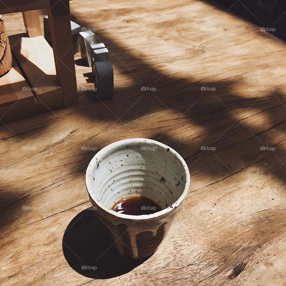 the empty cup of coffee