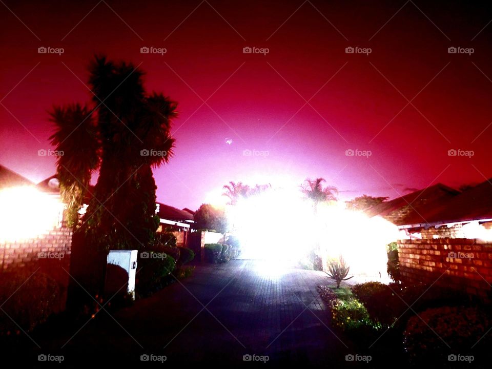 A deep shade of pink at dusk