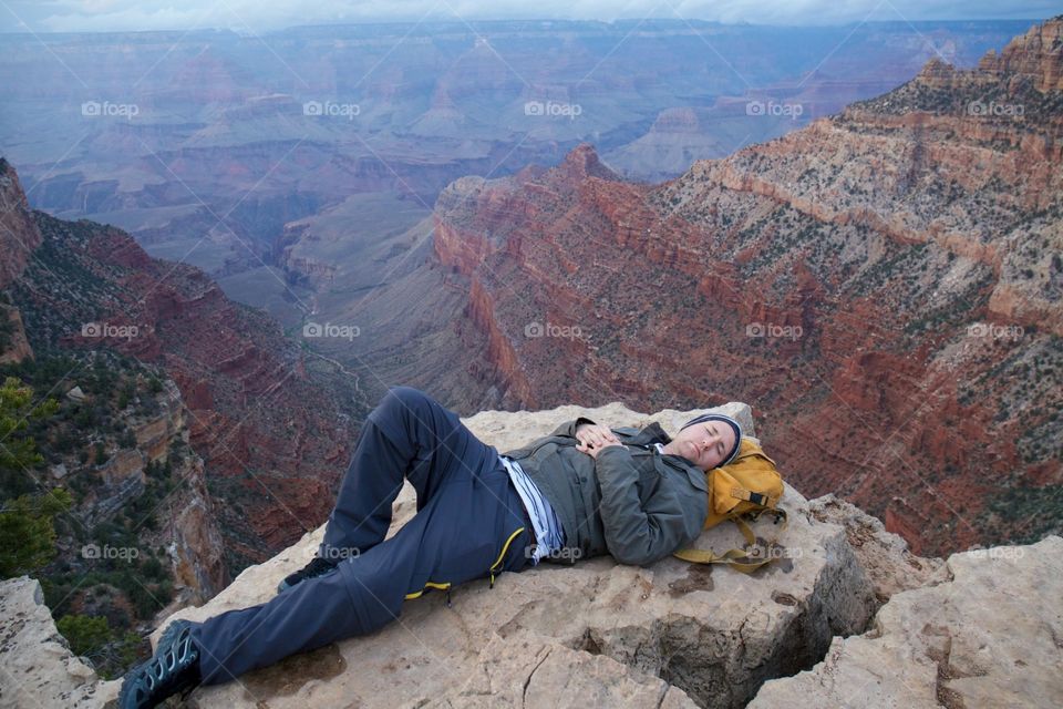After a long day a hiking its time for a little nap. What better place can there be than on the edge of the Grand Canyon! 
