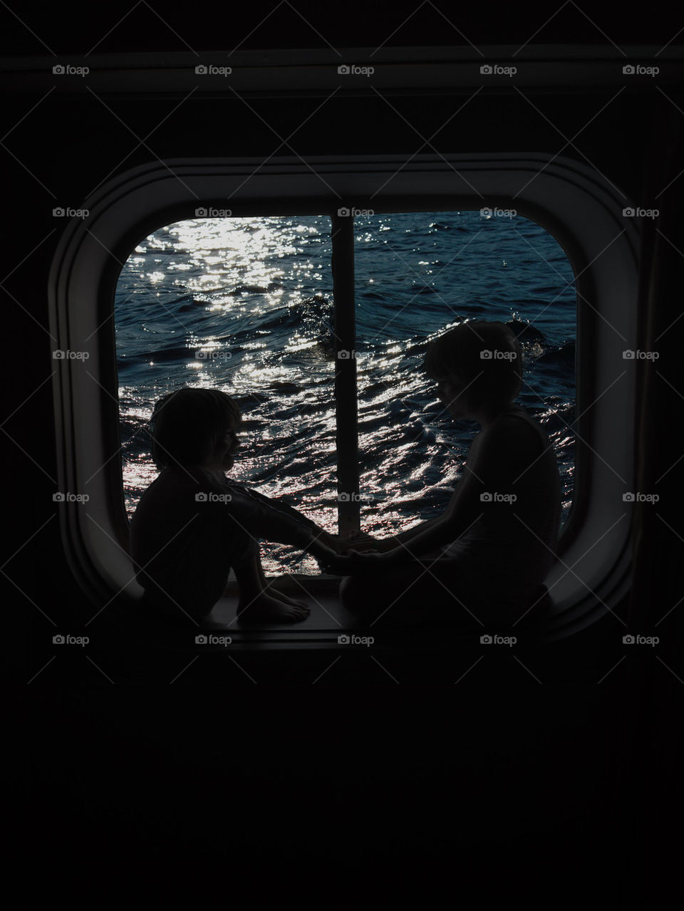 Children on a ship's bullseye