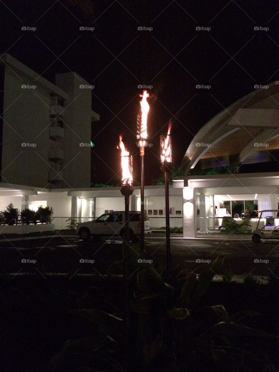 Flaming Hawaiian torches
