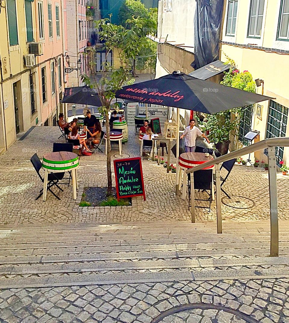 Exterior of a café in Lisbon, Portugal